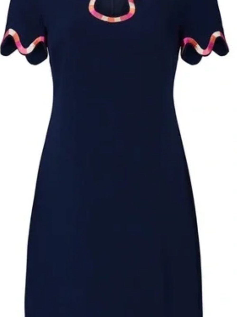 Trina Turk Navy Dress with Pink and Coral Trim